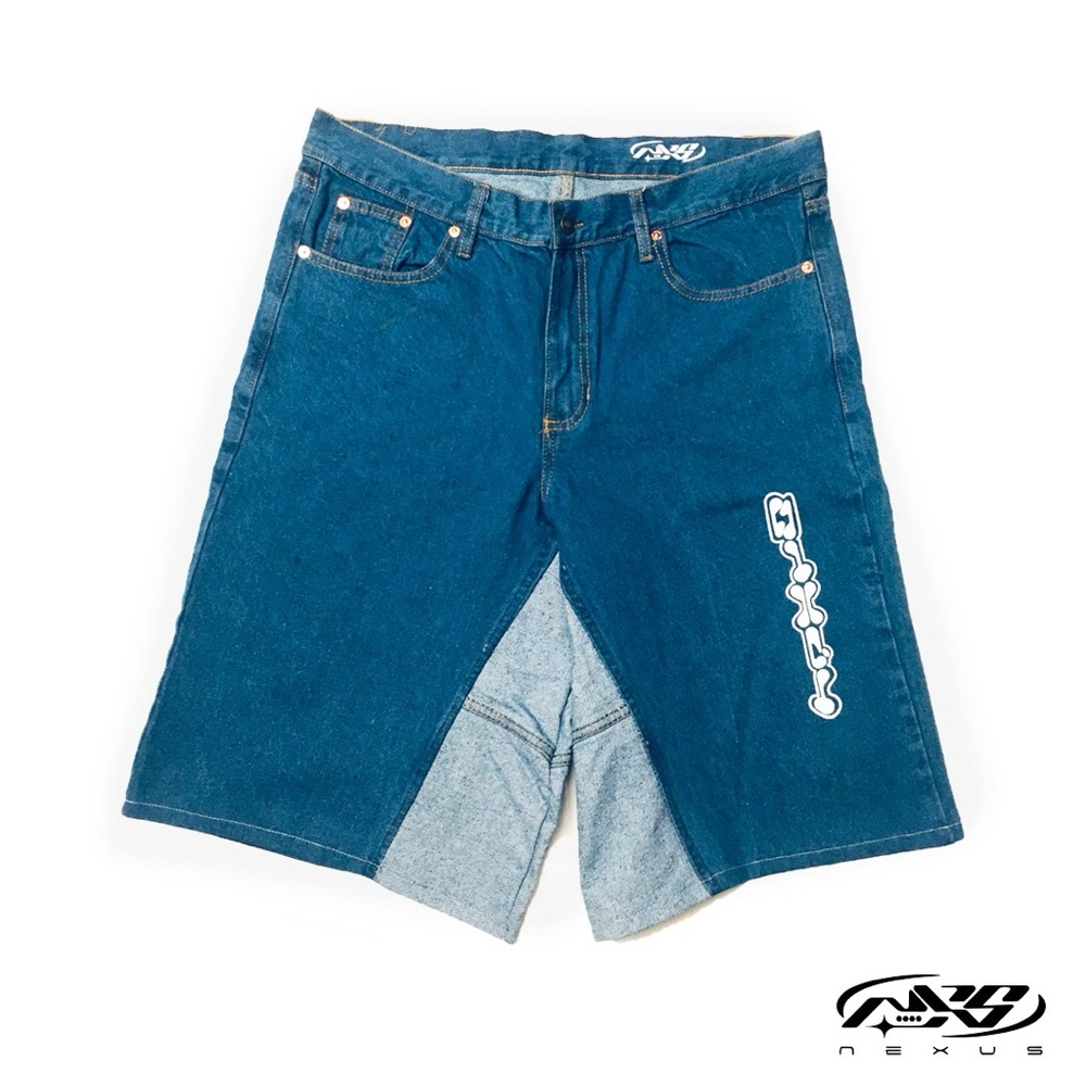 Colombian Artist Streetwear Brand Fourtopus Graphic Denim Jorts / Jean Shorts - Picture 1 of 12
